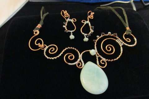 Copper and Sterling Silver with Blue Lace Agate