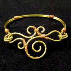 Copper and Brass Wire Wrapped Bracelet