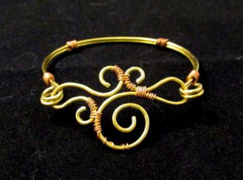 Copper and Brass Wire Wrapped Bracelet