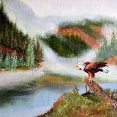 Santiam at Big Cliff, an Oregon wildlife painting