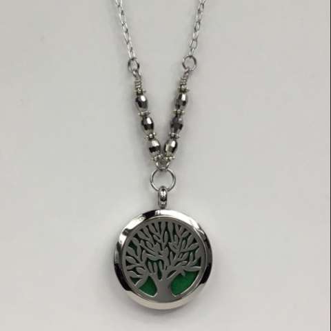 Tree of Life Stainless Diffuser With Silver Beads