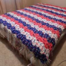 red, white and blue heavy weight afghan