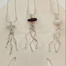 Authentic Sea Glass & Sterling Silver Jellyfish