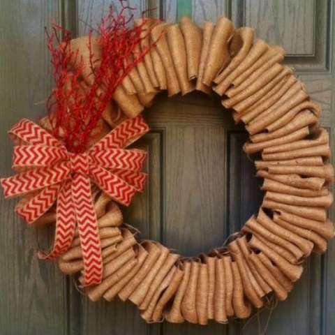 A Chevron Christmas Burlap Wreath