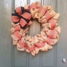 Red Chevron Burlap Wreath