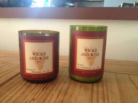 Wicks and Wine, wine bottle candles