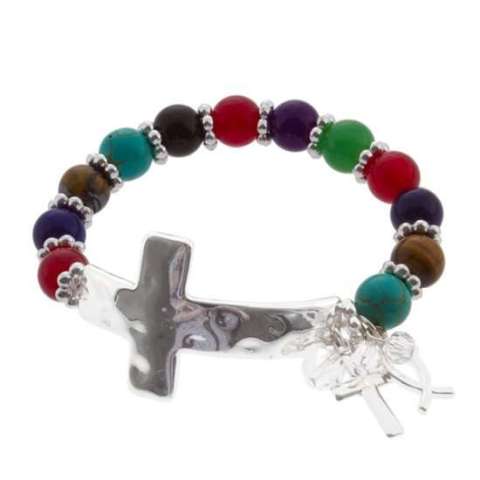 Mulit colored bead cross bracelet