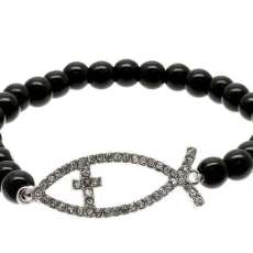 Black beaed fish bracelet