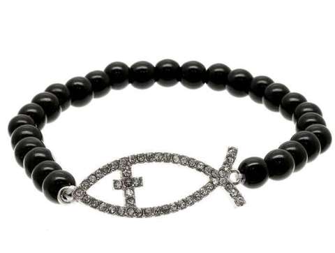 Black beaed fish bracelet