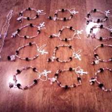 Rose Pearl bracelets in pink and silver with sterling silver cross