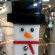Handmade Fused Glass Snowman Ornament