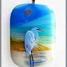 Handcrafted Fused Glass Painted Layered Silkscreened Pendant