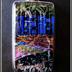 Handcrafted Fused Glass Pendant in Silver Bezel by Artist