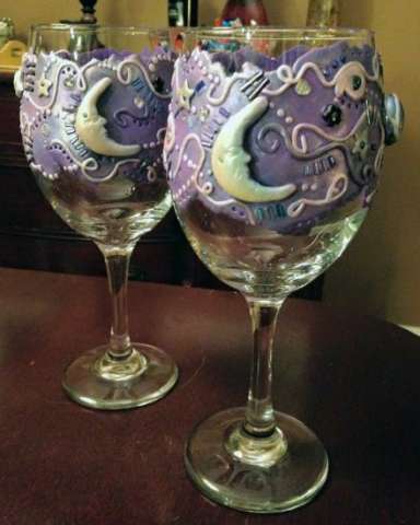 To The Moon Large Wine Glasses