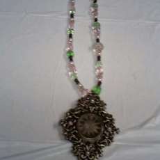 Glass Bead necklace with Clock face