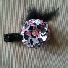 Pink and black flower clip
