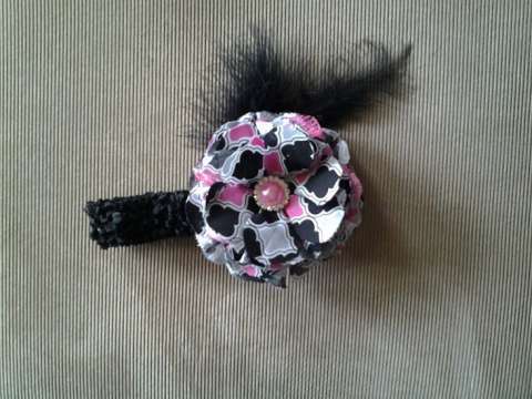 Pink and black flower clip