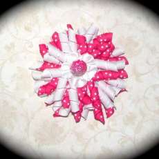 Pink and white large corker bow