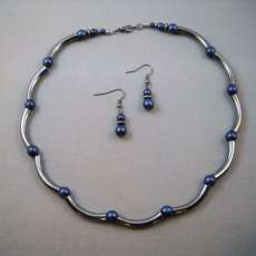 Grey metal and blue.