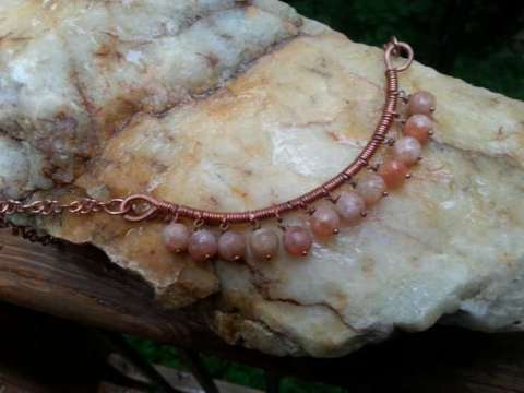 Copper Necklace With Carnelian Semi Precious Stones