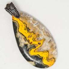 Bumble Bee Oval Pendant with pewter bail jph