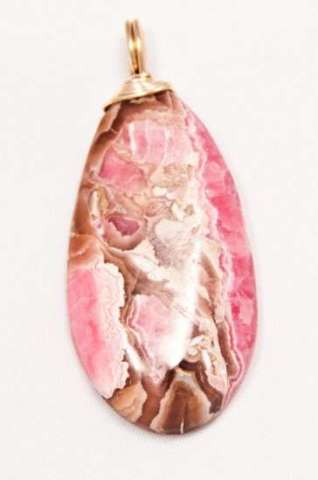 Rhodochrosite Pendant with gold wire wrap 87ct