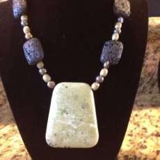  Statement Necklace Natural stone and Lava rock