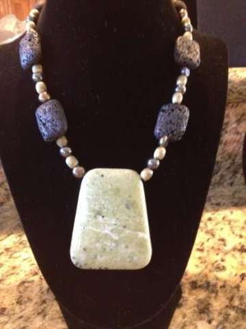  Statement Necklace Natural stone and Lava rock