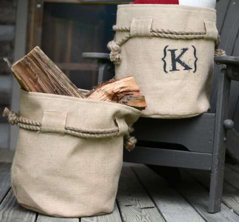 Large Burlap Rope Basket