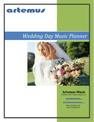 Artemus Music Wedding Day Music Planner