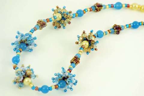 Starburst cystal beaded bead necklace