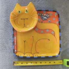 Orange Tabby Cat Chip and Dip Plate