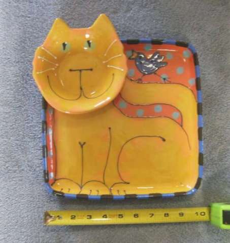 Orange Tabby Cat Chip and Dip Plate