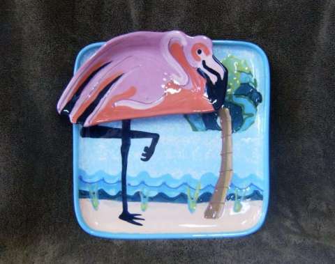 Flamingo Chip and Dip Plate