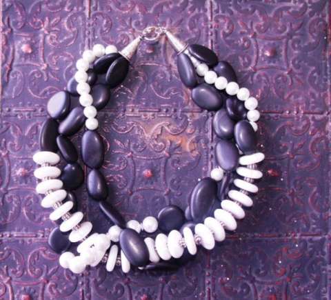 Black and White Mixed Media Necklace