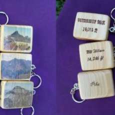 Wooden Keychains of Colorado 14ers and animals