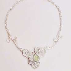 Seranade - Prehnite & Sterling silver filigree necklace