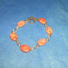 Orange Sea Sediment Stones & Hand worked Gold Filigree Bracelet