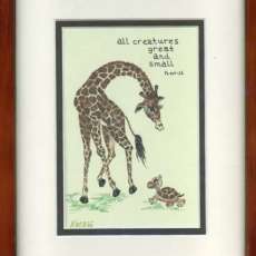 Giraffe and Turtle Cartoon