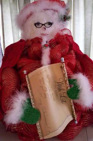 Deco Mesh Lighted Mrs. Clause Approx 3.5 Feet Tall