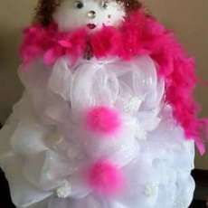 Deco Mesh Lighted Crystal Snowlady Approx 3.5 Feet Tall