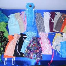 trinket,wine bottle, ect cloth lined cotton bags