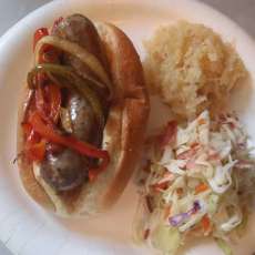 Bratwurst with German Coleslaw and sauerkraut
