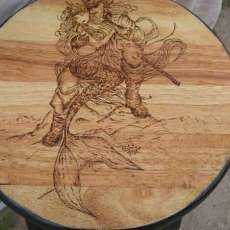 Woodburned Stool