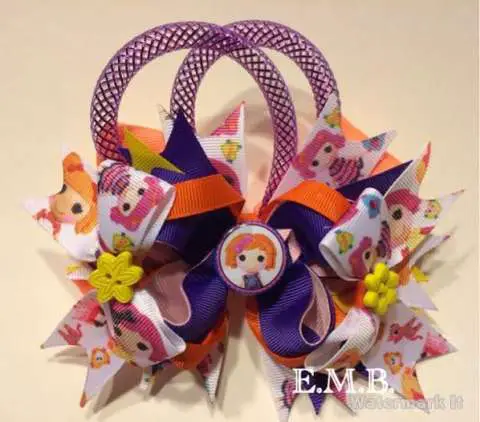 Lalalloopsy inspired handmade 5" stacked Hair bow