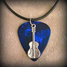 Classic guitar pick necklace with guitar charm