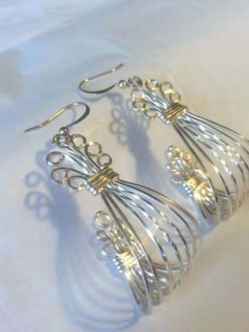 Sterling Silver Filled Wire Wrapped Cage Earrings