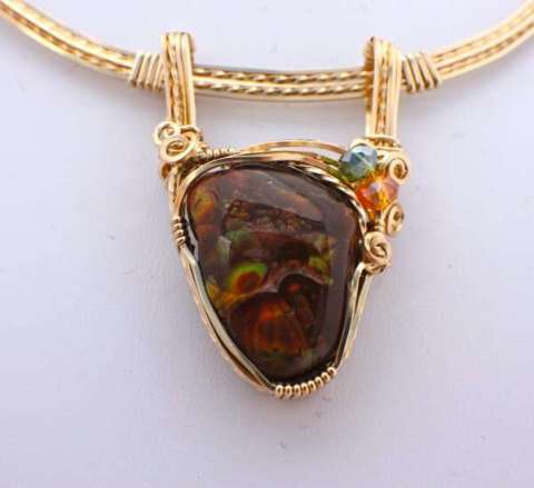 Ancient Scarab Fire Agate Necklace