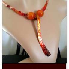 Hammered Copper and Crab Agate Necklace