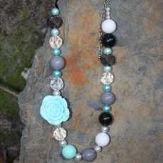 Turquoise, black and Grey every day Necklace